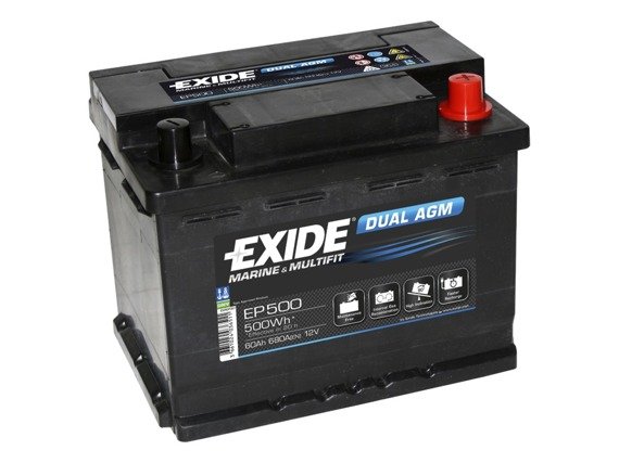 Battery 12V 60Ah EXIDE DUAL AGM EP500