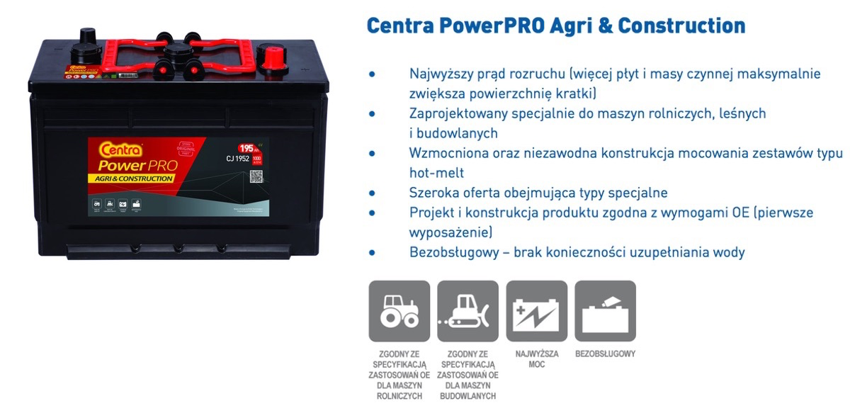 Battery  6V 165Ah CH1652 CENTRA AGRI