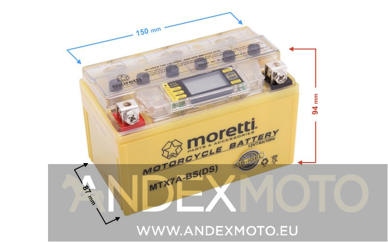Akumulator AGM I-Gel MTX7A-BS 7Ah Moretti wskaźnik