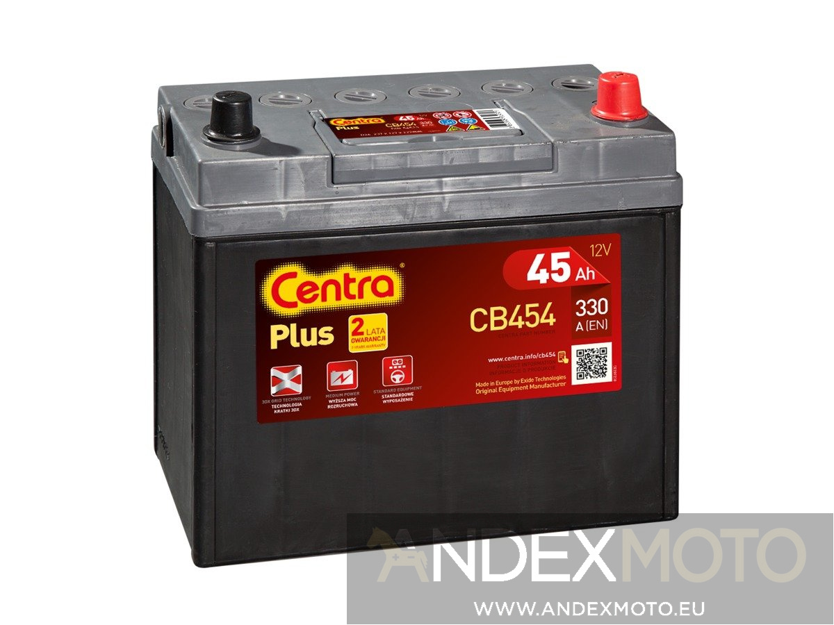 Akumulator 12V  45Ah CENTRA PLUS CB454 S4021 B32