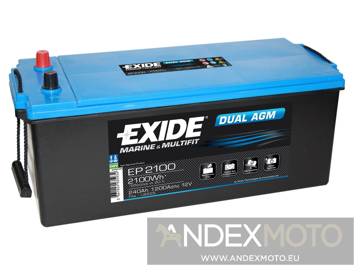 Battery 12V 240Ah EXIDE DUAL AGM EP2100