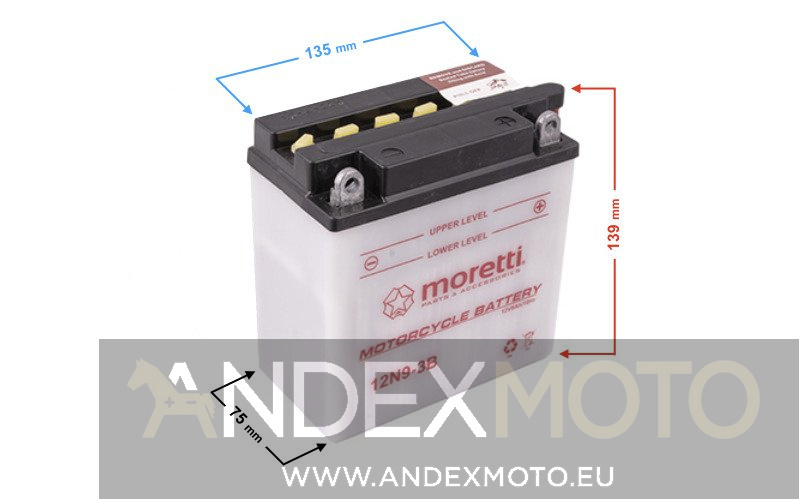Akumulator kwasowo-ołowiowy 12N9-3B 9 Ah Moretti