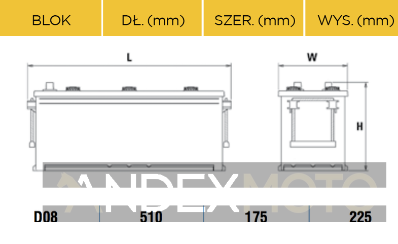 Akumulator ciężarowy AXIS 12V 140Ah 800A