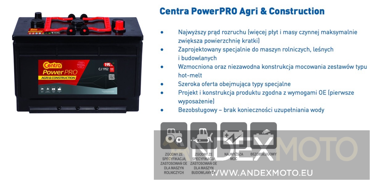 Akumulator 6V 165Ah CENTRA Power PRO AGRI CJ1652