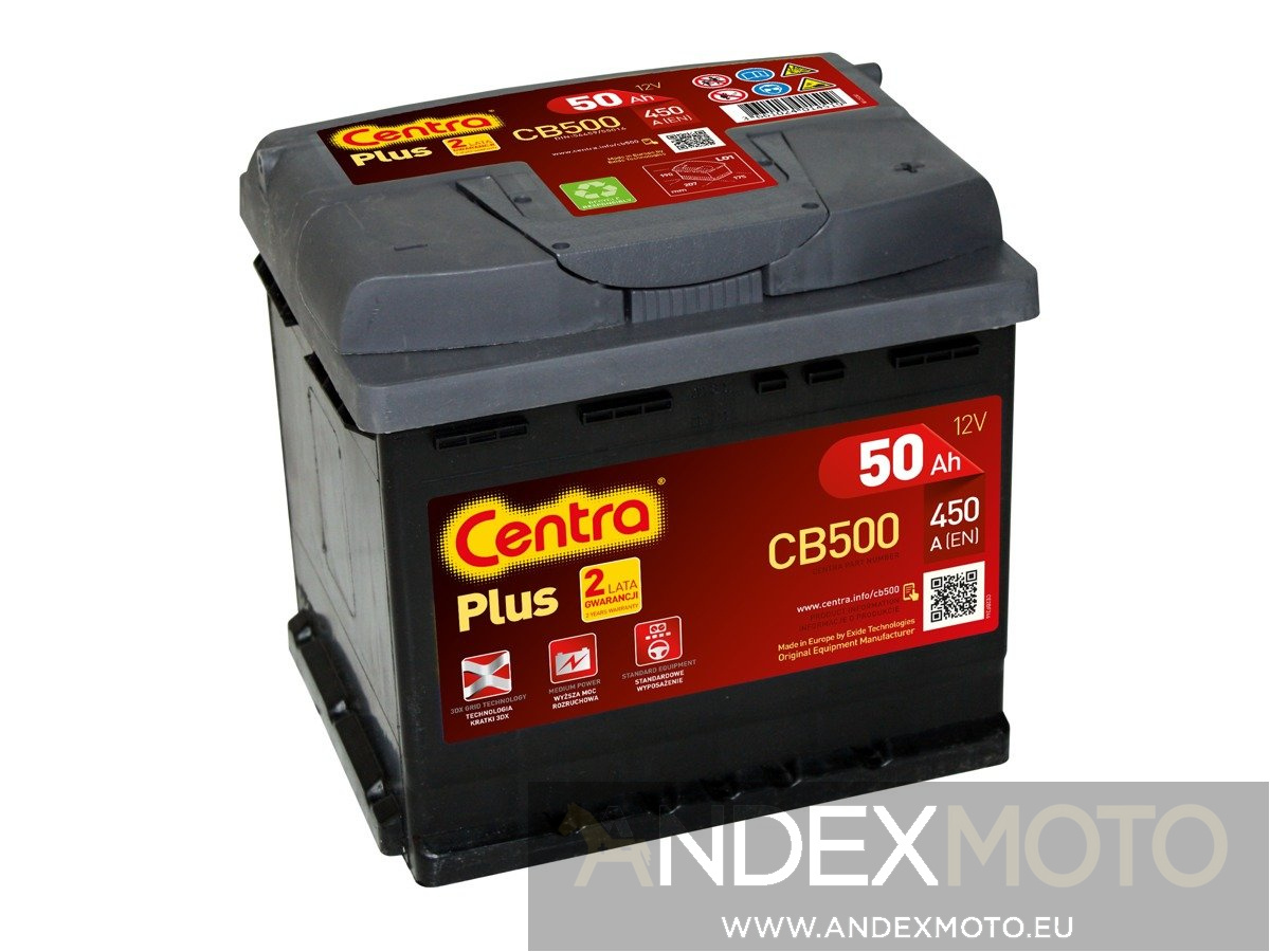 Akumulator 12V 50Ah CENTRA PLUS CB500