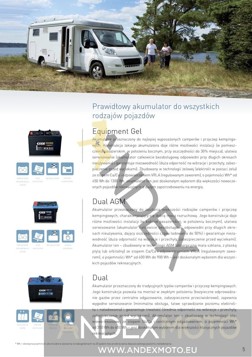 Battery 12V  70Ah EXIDE DUAL AGM EP600