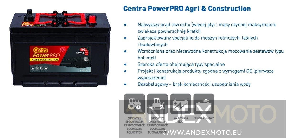 Akumulator 6V 195Ah CENTRA Power PRO AGRI CJ1952