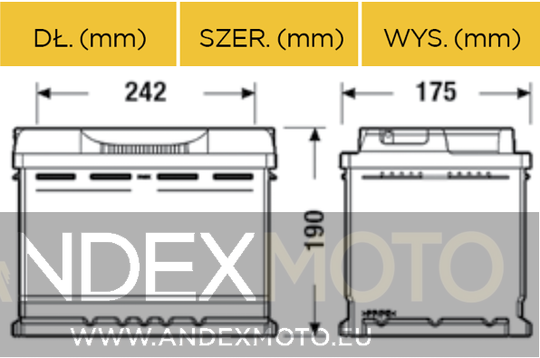 Akumulator 12V 62Ah CENTRA PLUS CB621